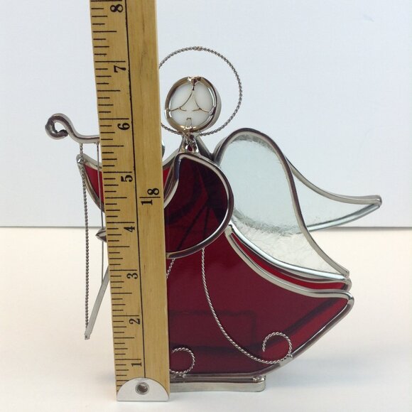 Vintage Red Stained Glass Harp Playing Angel Votive/Tealight Holder - Picture 11 of 16